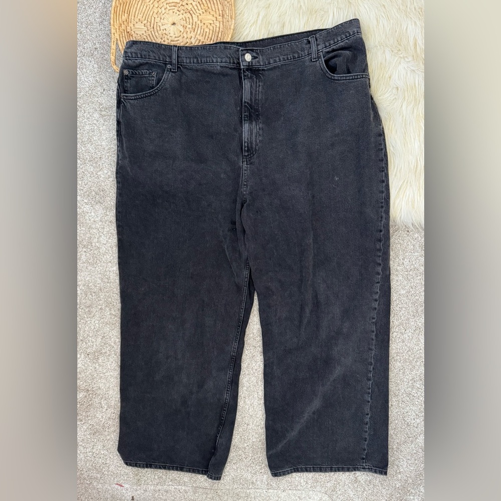 ASOS Design Curve Black Wide Leg High Rise Denim Jeans Size 20/32
